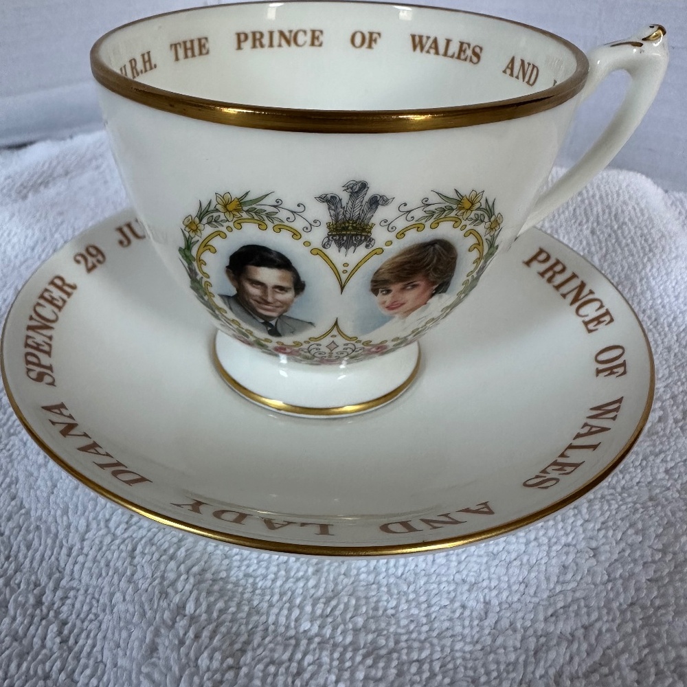 Staffordshire English Charles and Diana tea cup and saucer